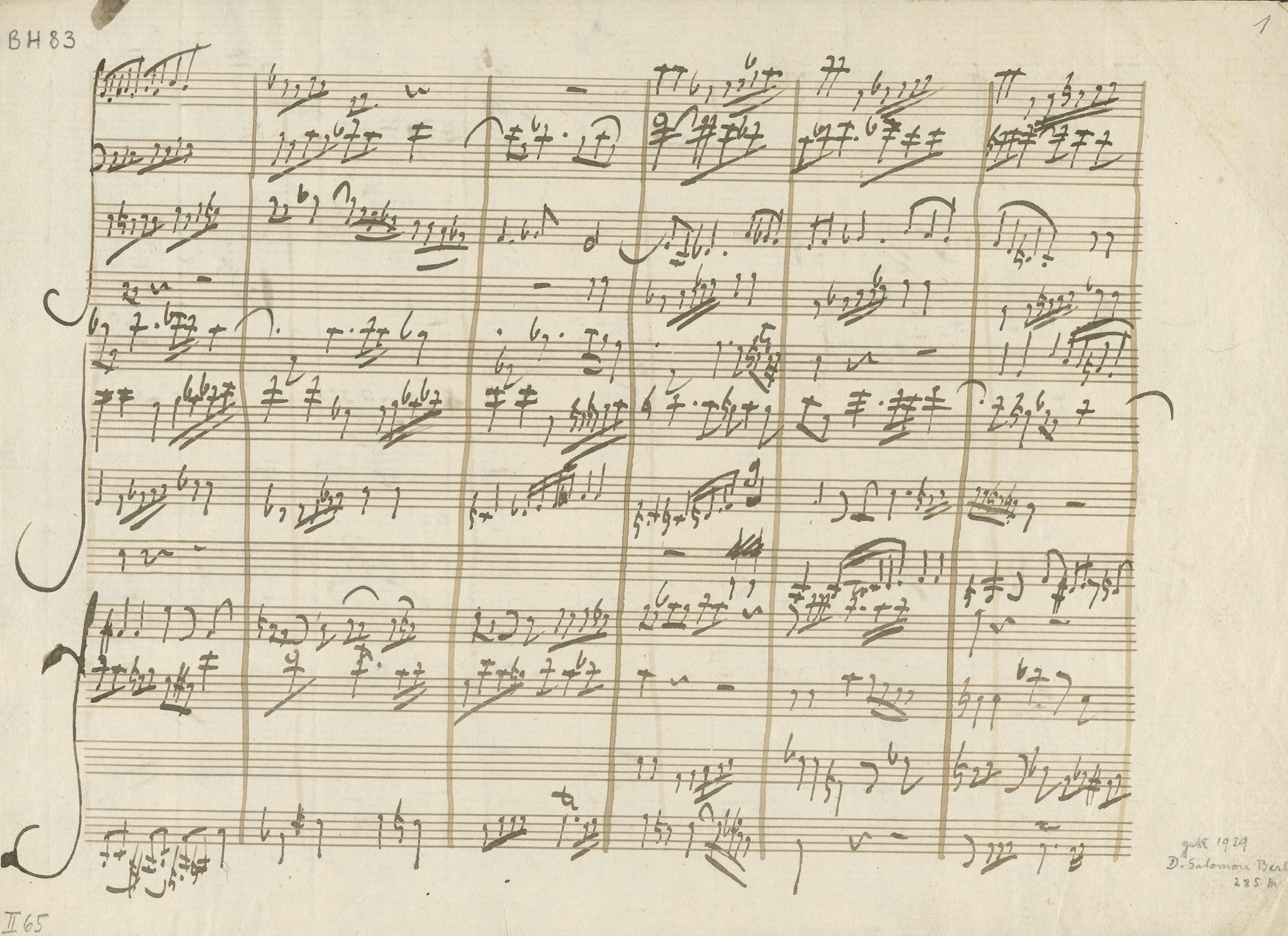 Handschrift Mozarts, hier einer Fuge für zwei Klaviere.